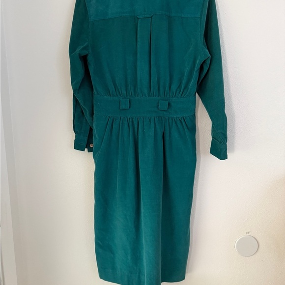LL Bean Dress Vtg Corduroy Button Up Long Sleeve Green Womens 8 no belt - Picture 8 of 13